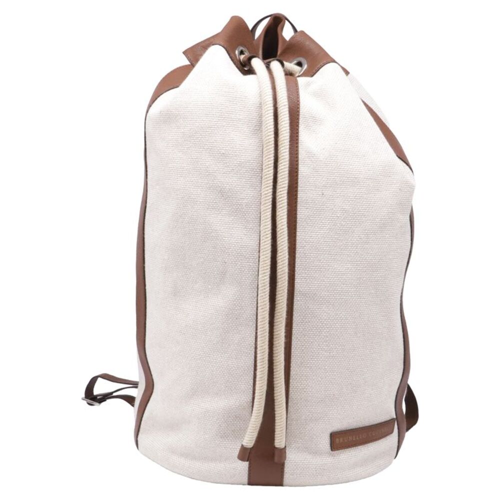 Brunello Cucinelli Drawstring Backpack in Beige Canvas